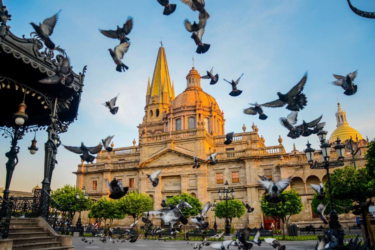 Beautiful church in Mexico with doves