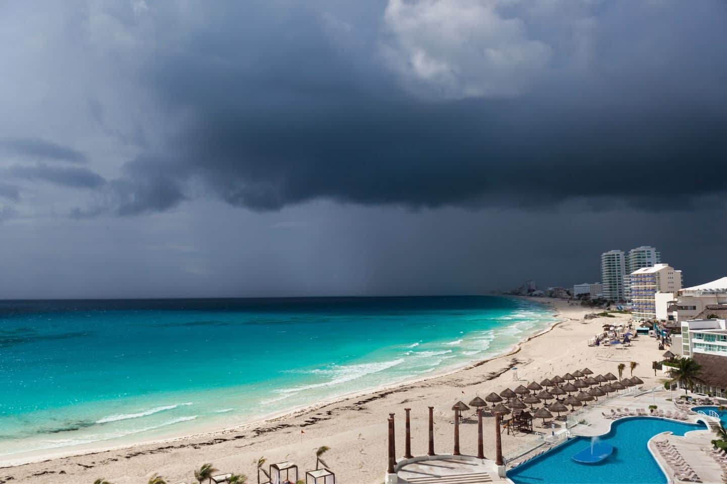 Dark clouds in Cancun, Mexico