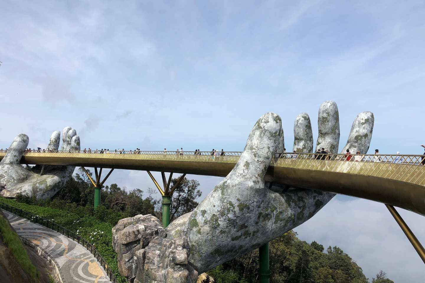 Unique structure of Golden Hands Bridge in Vietnam