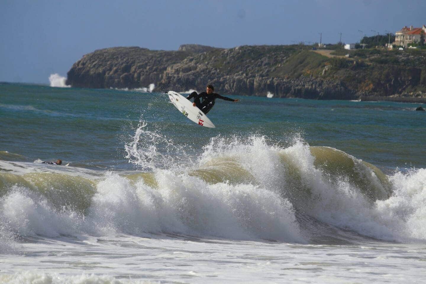 surfing waves in Peniche Portugal