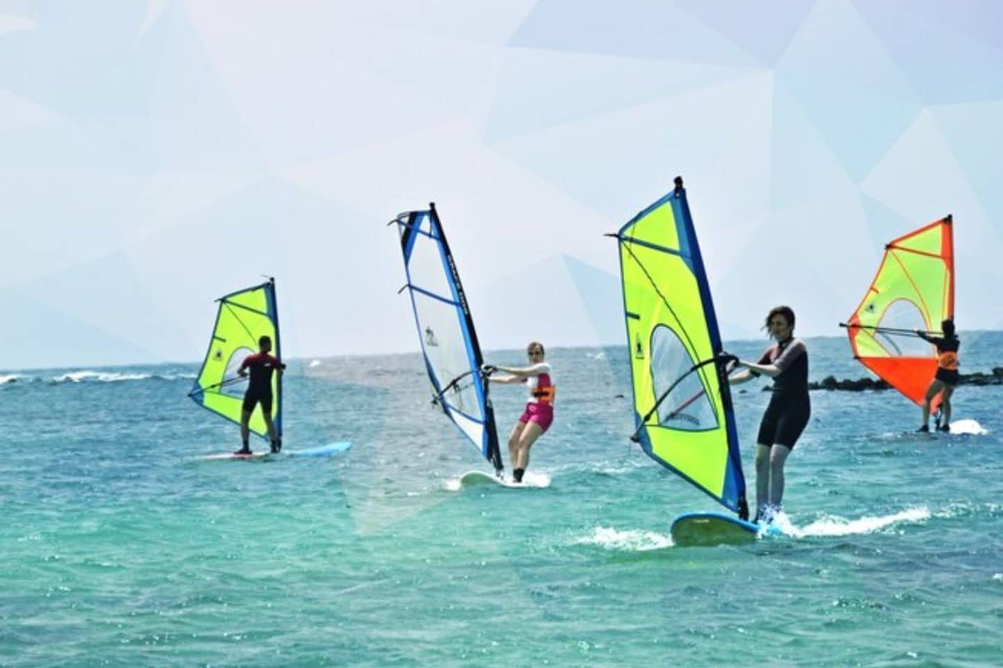 Racing of four wind surfers
