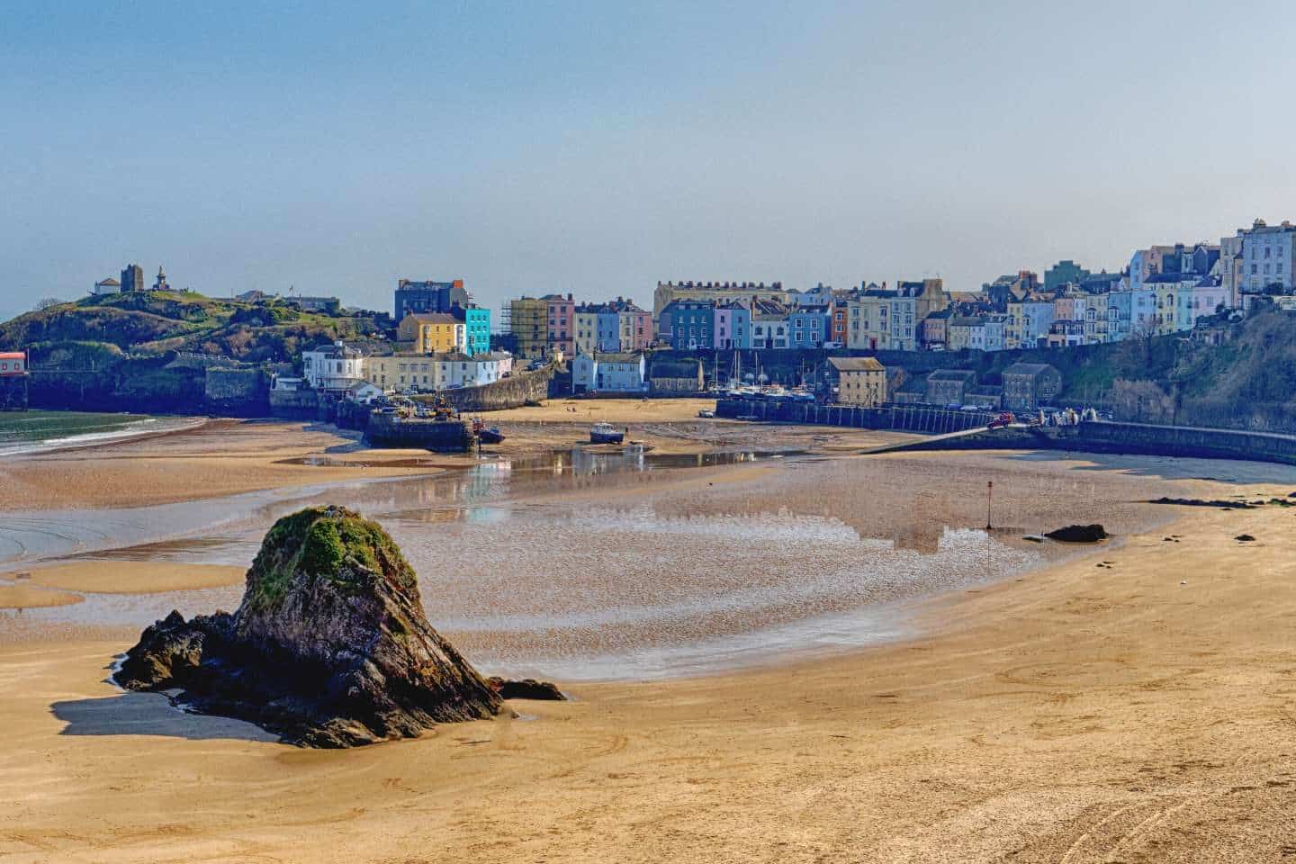 Colorful buildings in Tenby, South Wales, UK