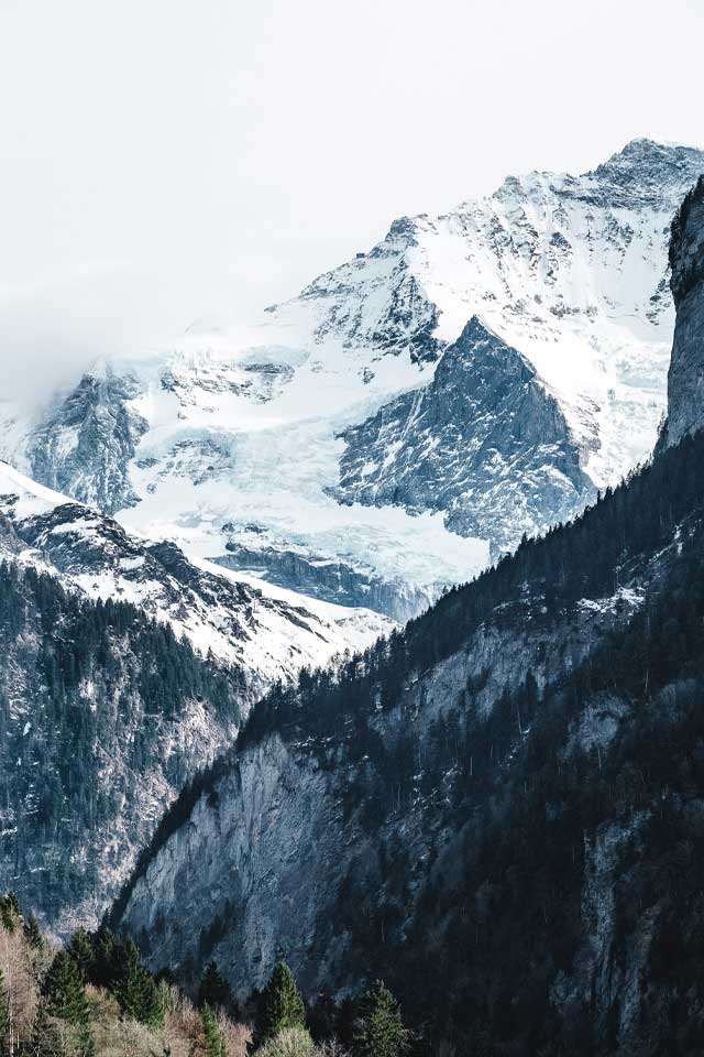 snowcapped mountains in interlaken