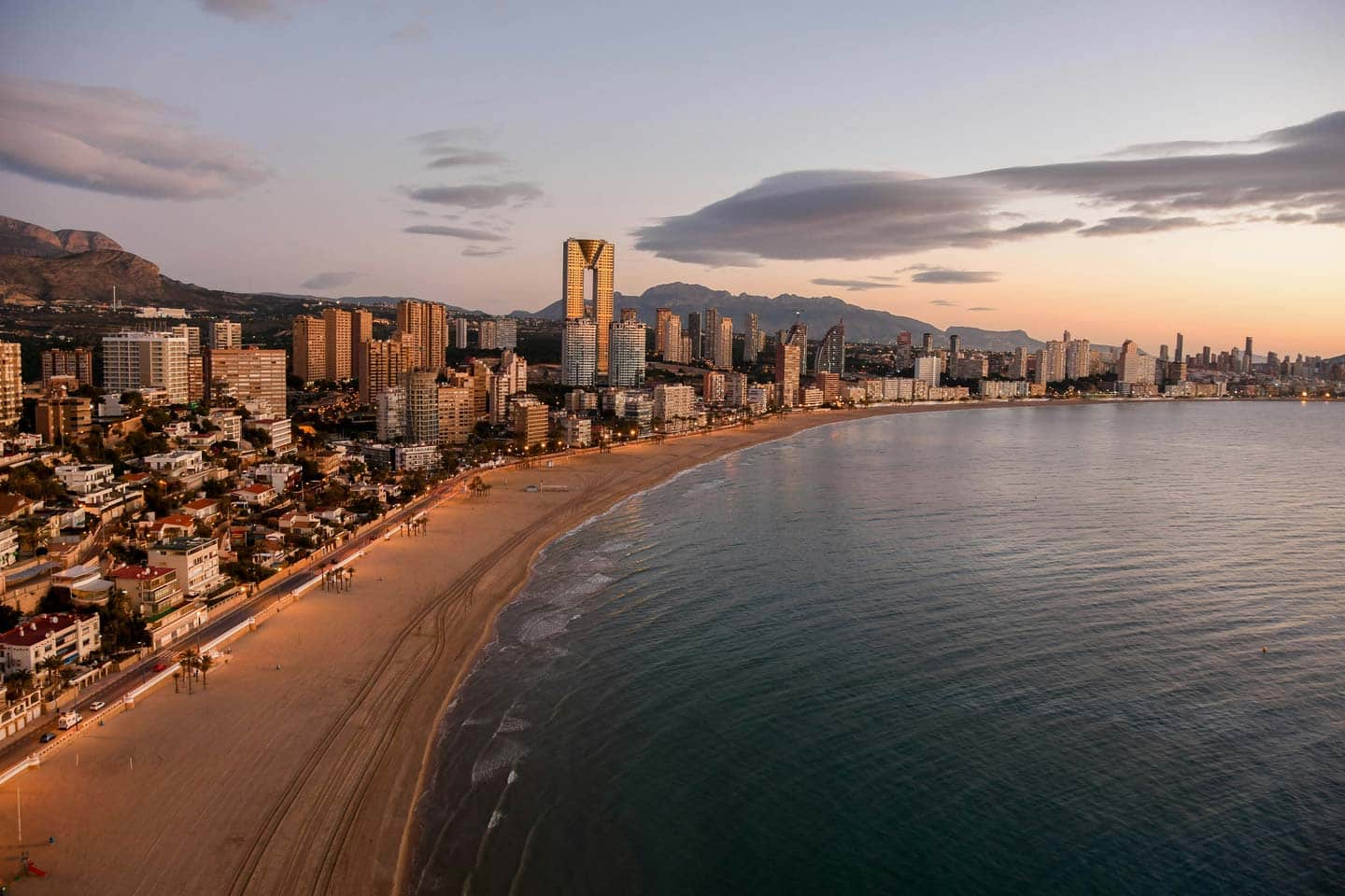 Views of the beach, ocean and city scape in Benidorm