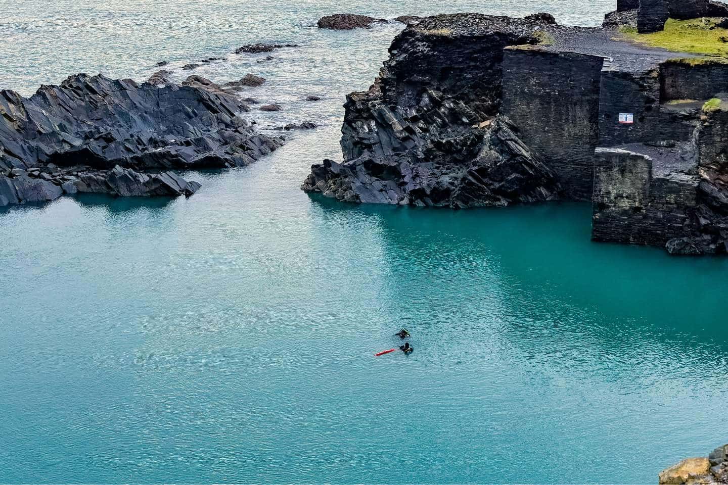 Scuba Divers at the Blue Lagoon in Wales, UK